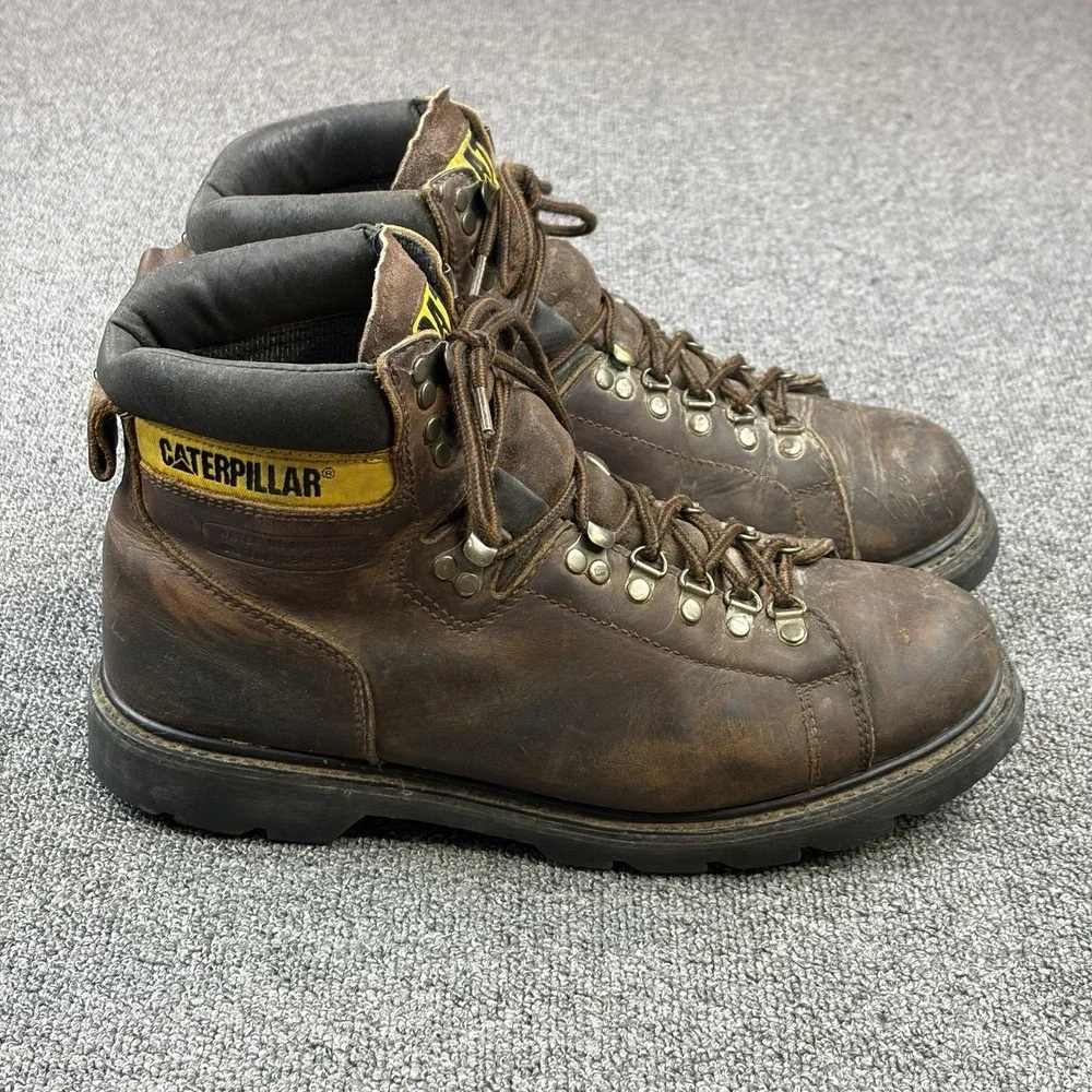CATERPILLAR Work Boots Men's Sz US 13 M Safety Oil Water Resistant Brown Leather